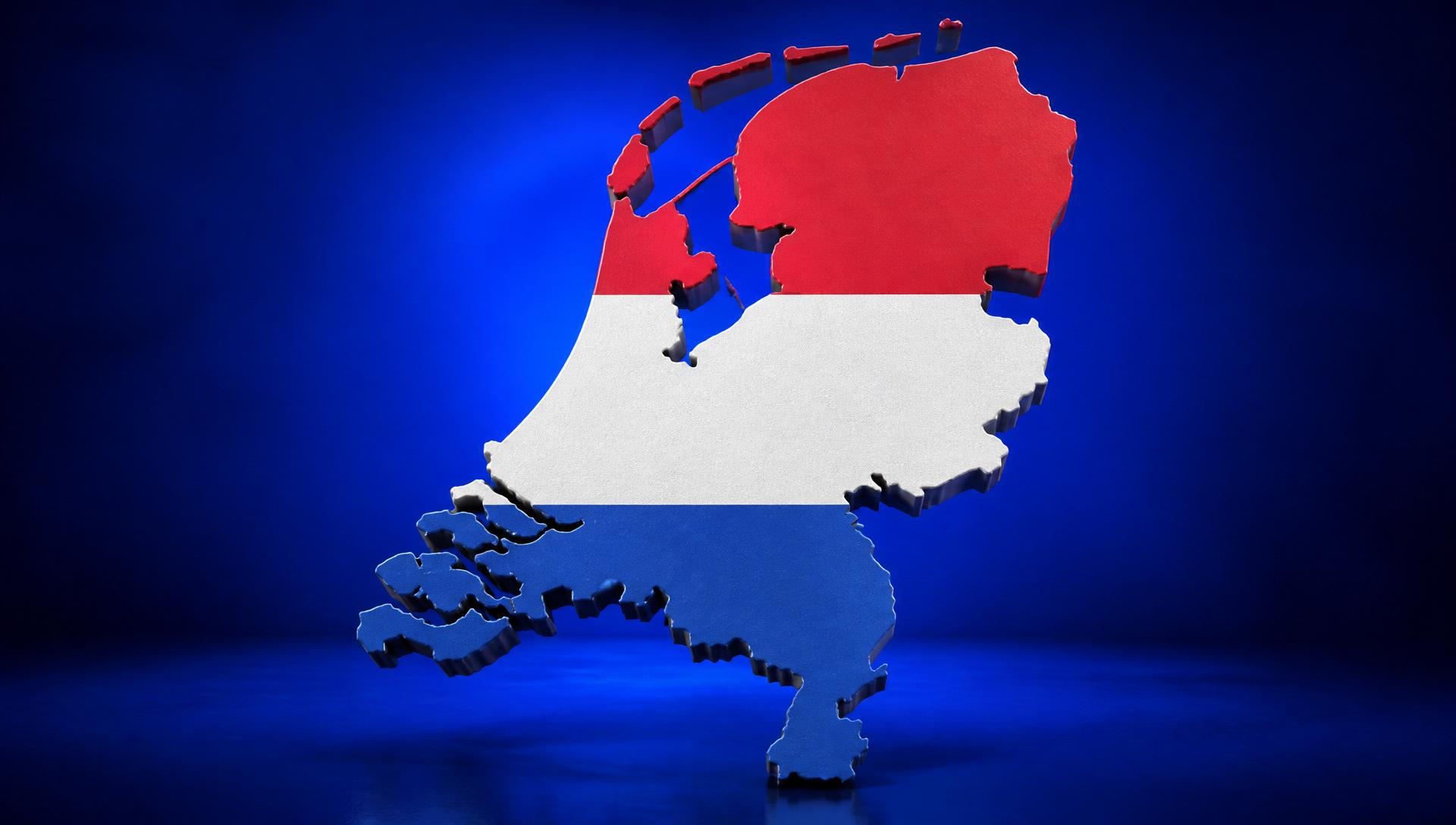 Kaart van Nederland met Nederlandse vlag